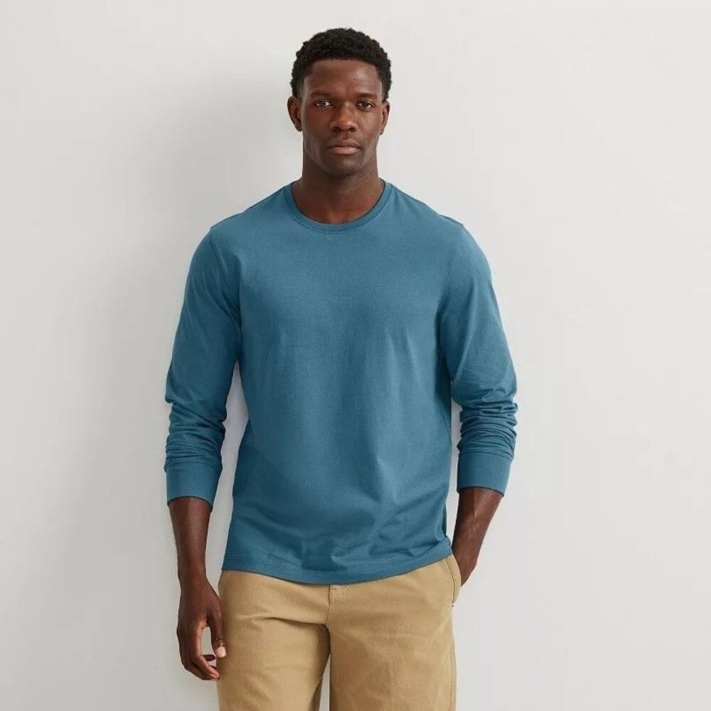 Eddie Bauer Men's Legend Wash Long Sleeve Cotton Tee Sea Blue Tall M, XLT NWT